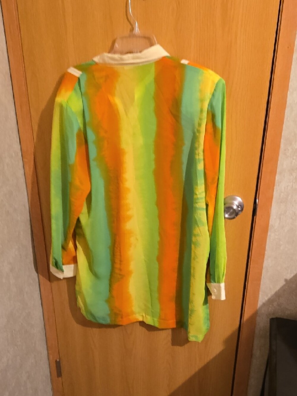 Vintage Tie-Dye Button Front Shirt in Green & Orange - Picture 4 of 8